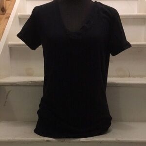 Classic Black V-Neck Women's Tee 100% Cotton Brand New